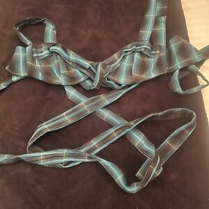 For love and Lemons blue plaid bra top sz xs